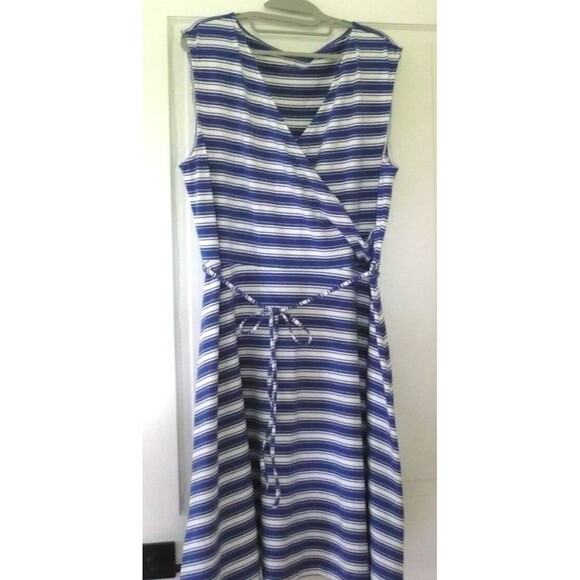 Talbots Dresses & Skirts - Talbots Faux Wrap Dress Women Sz XL Striped Jersey Knit Sleeveless Comfortable